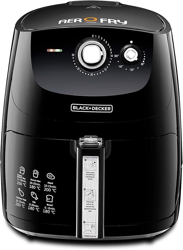 Black Decker Af550-B5  Air Fryer, Xl, 5 Liters, 1.2 kg - Black - 220V supply voltage and 50Hz